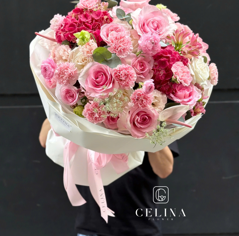 Hoa bó pink nhập khẩu
